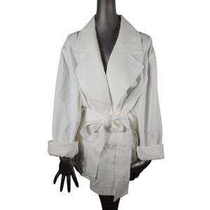 Vince NWT Belted Jacket Cotton Crop Off White Plus 3xl Plus XXXL